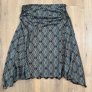 Y2K Max Studio Women's Ruched Waist Midi Skirt Geometric Whimsical Fairy XS